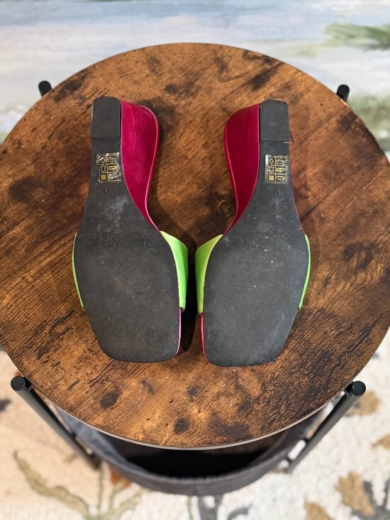 Jeffrey Campbell for Anthropologie - Green & Fuchsia Pink Wedge Heels - Size 9 - Picture 6 of 6